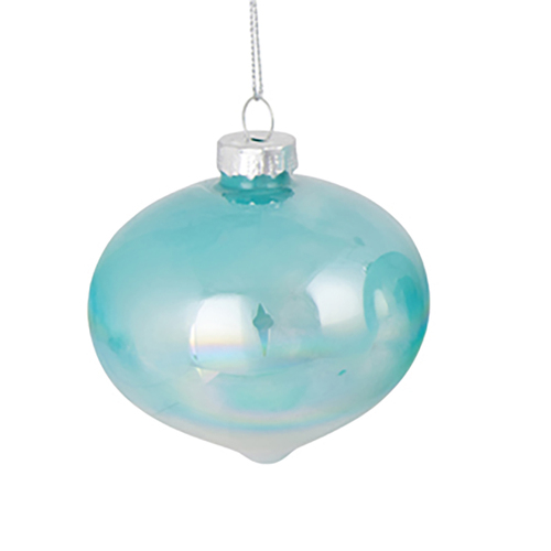 Teal Glass Onion Hanging Christmas Ornament