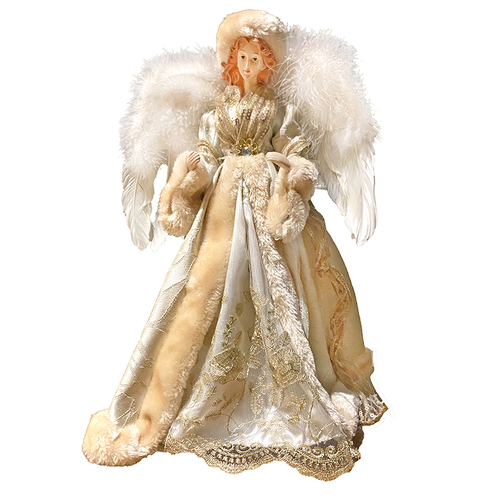 Cream and White Angel Christmas Tree Topper