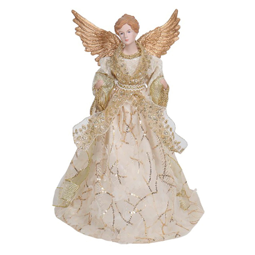 Champagne Angel with Gold Wings Christmas Tree Topper