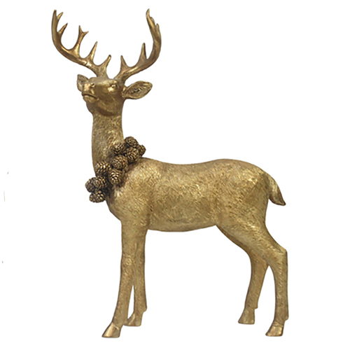 Gold  Resin Reindeer Standing 21 x 9 x 30cm