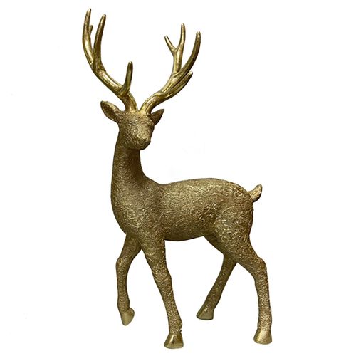 Gold Embossed Standing  Resin Deer Left Facing