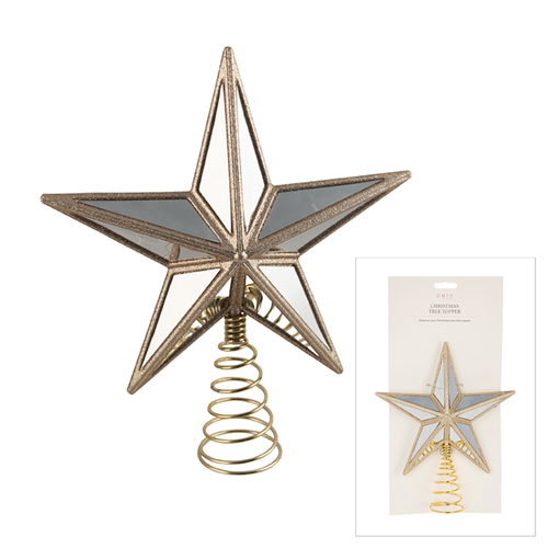 Gold Mirror 5 Point Acrylic Christmas Tree Topper