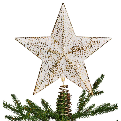 White Gold Metal Look Tree Topper 31cm