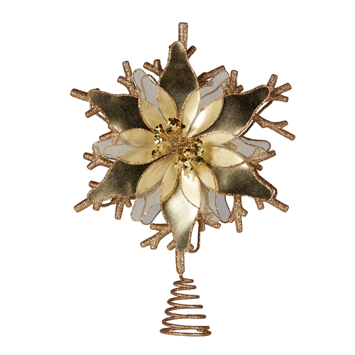 Gold Poinsettia Christmas Tree Topper