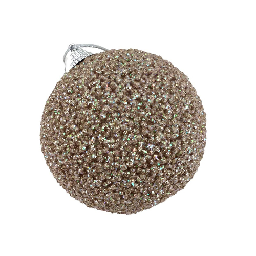 Champagne Glitter Hanging Christmas Bauble 10cm