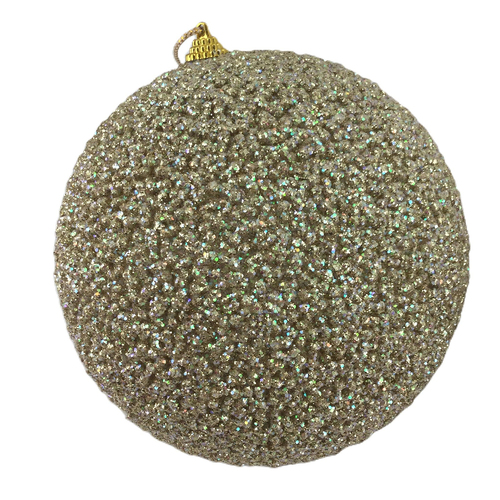 Gold Glitter Hanging Christmas Bauble 15cm