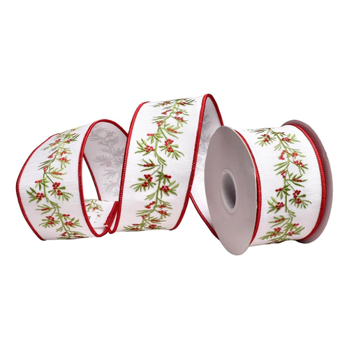 Holly Christmas Ribbon  6.4 cm x 4.5m