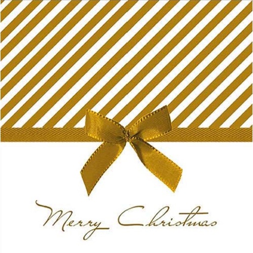 Merry Christmas Gold Bow  Luncheon Disposable Napkins 20pk