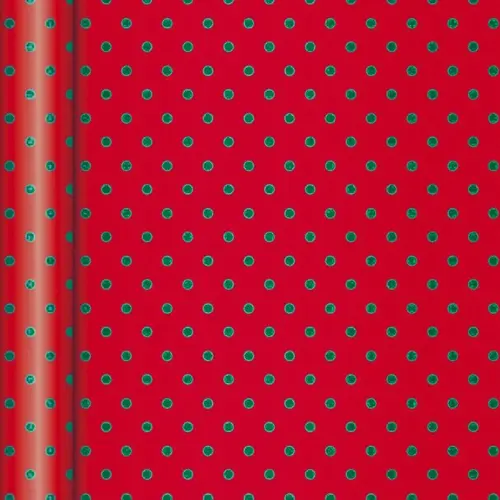 Wrapping Paper Red with Green Spots   5m x 35cm