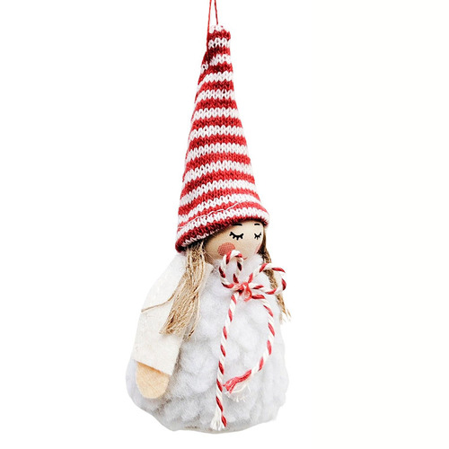 White Fabric and Timber Hanging Christmas Girl