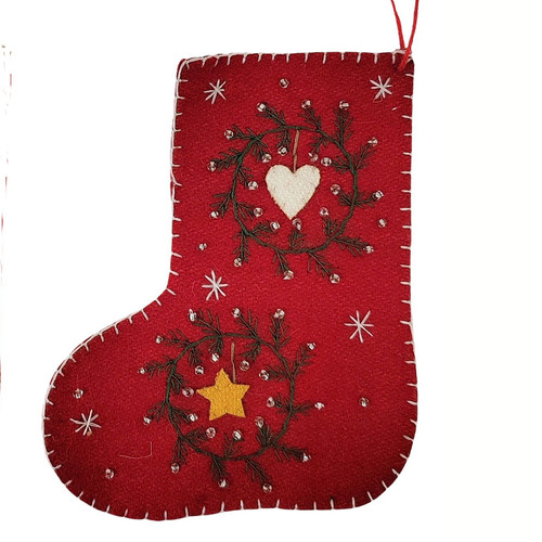 Felt Christmas Stocking Red  Hanging Christmas Decoration