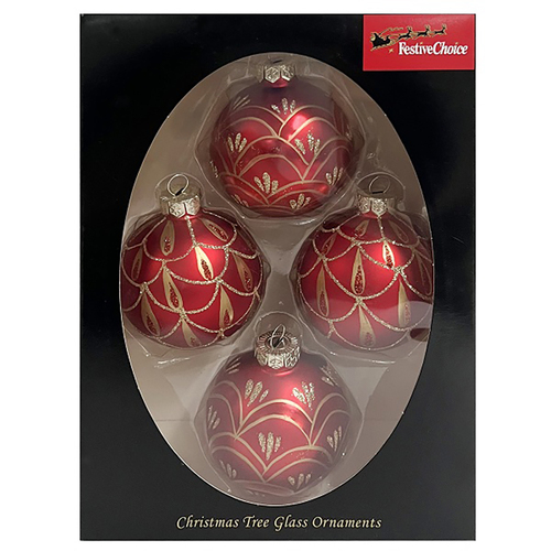 Christmas Baubles Red + Gold 4pk