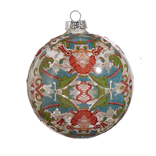 Wooldland Wonder Blue William Morris Glass Christmas Ornament