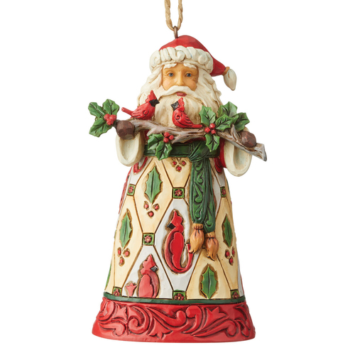  Santa Holding Cardinals Hanging Christmas Ornament  11cm