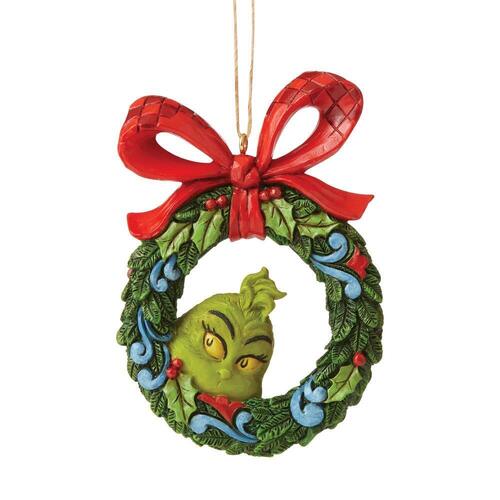 Grinch on Wreath  Christmas Hanging Decoration 9cm