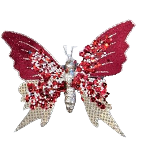 Red and Champagne Butterfly Clip