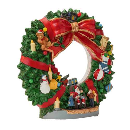 Christmas Wreath LED Animated  Scene with Moving Train