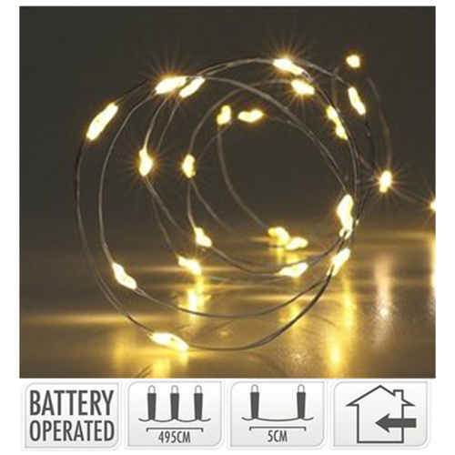 Silver Wire 100LED Warm White Seed Lights 4.95m