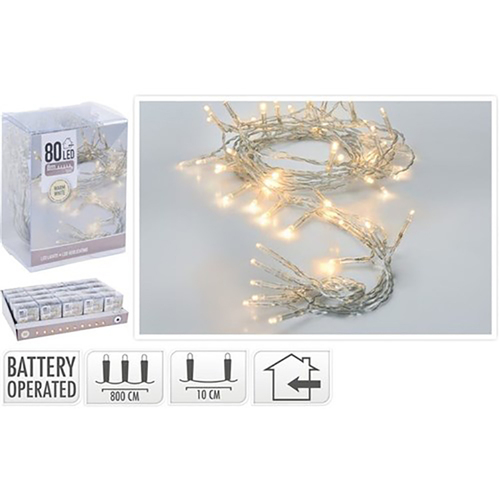 Clear Wire 80 LED Warm White Fairy  Lights 7.90m