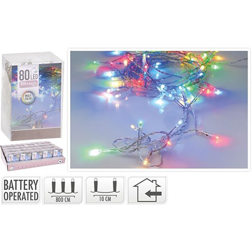 Clear Wire 80 LED Multi Colour Fairy  Lights 7.90m